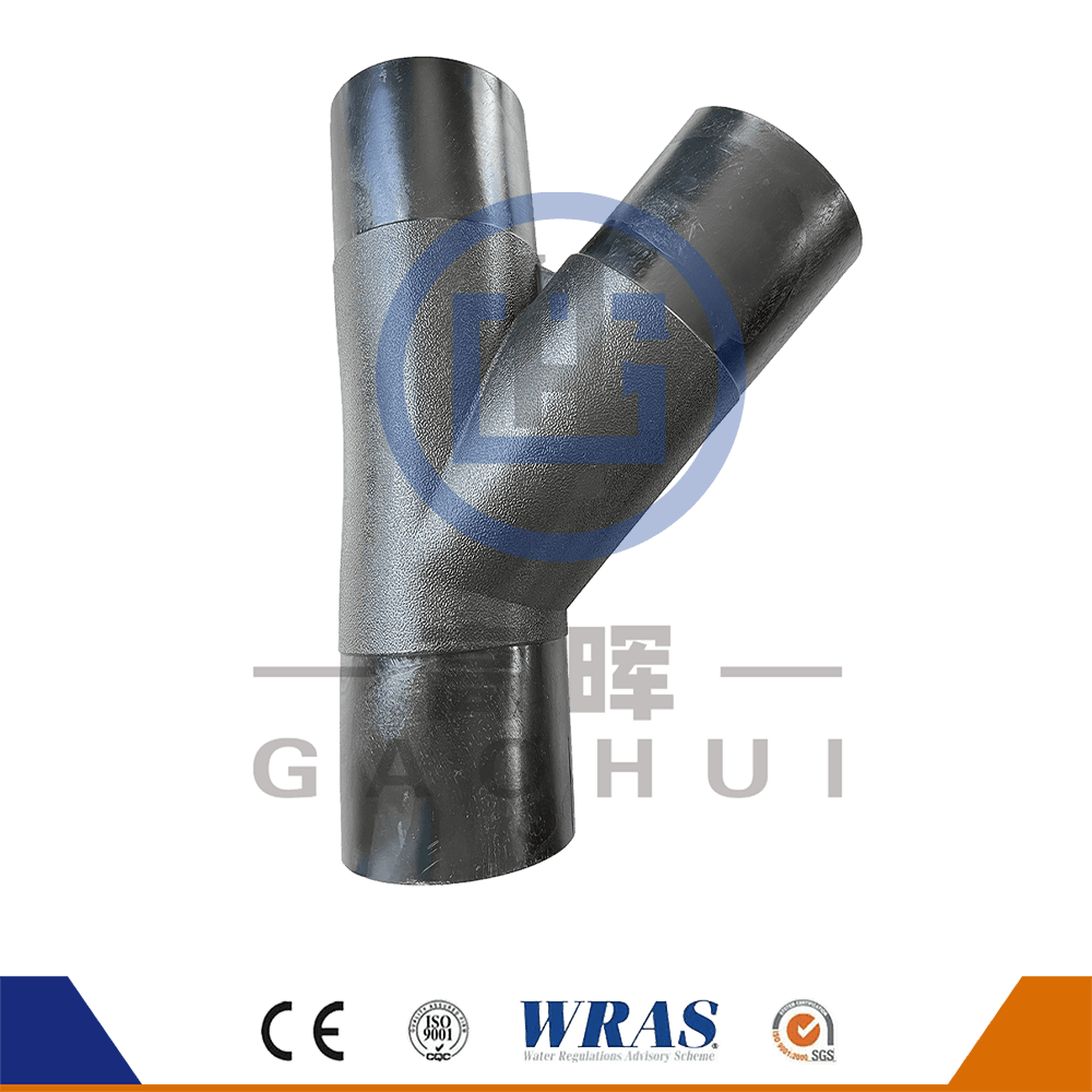 Birhen na materyal ng HDPE puwit fusion wye tee lateral tee 45 degree y branch para sa water pipe
